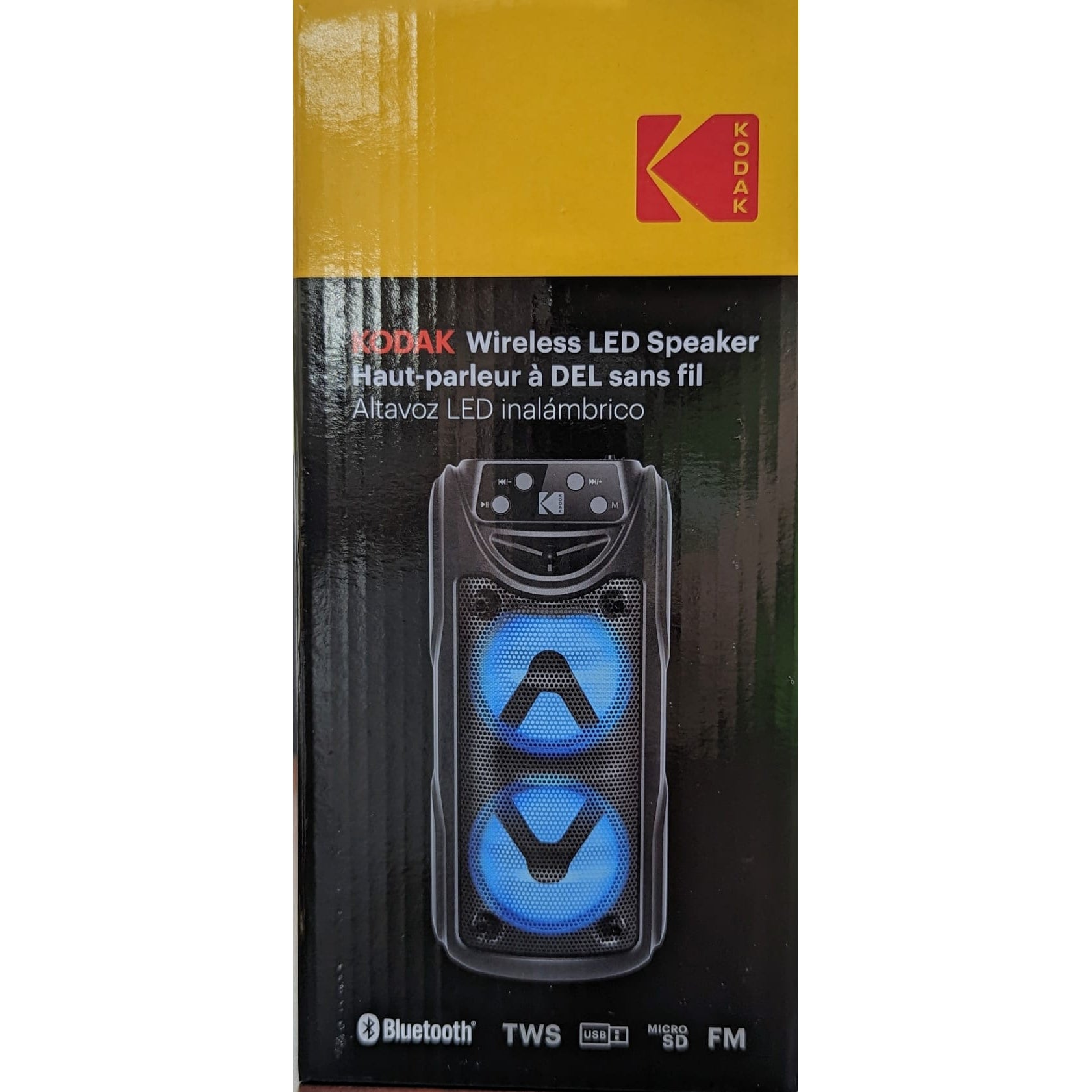 Wholesale-Kodak BTSPK111 Bluetooth Wireless Speaker, USB-MIcro SD Inputs, FM, LED Lights-Speaker-Electro Vision Inc