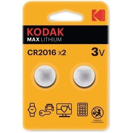 Wholesale-Kodak CAT-30429520 Lithium Coin CR-2016 - 2-PACK-Batteries-Electro Vision Inc