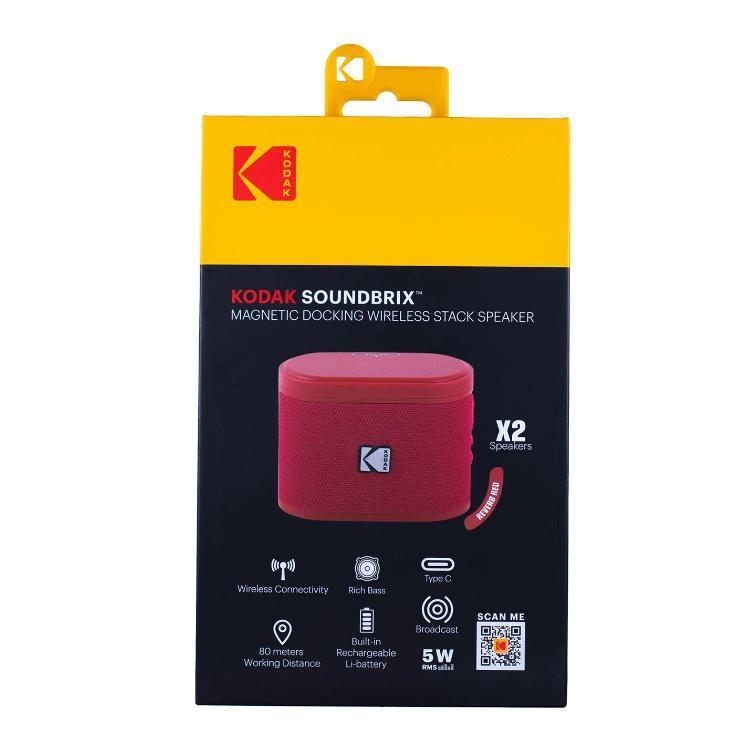 Wholesale-Kodak Dual SoundBrix Magnetic Speakers (Pack of 2) - Red-Speaker-Electro Vision Inc