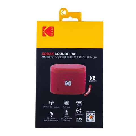 Wholesale-Kodak Dual SoundBrix Magnetic Speakers (Pack of 2) - Red-Speaker-Electro Vision Inc