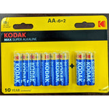 Wholesale-Kodak Max 30422773 Alkaline AA 8-PACK BLISTER-battery-Kod-CAT-30422773-Electro Vision Inc