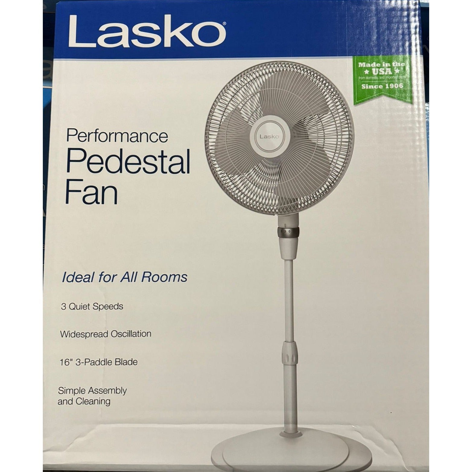 Wholesale-LASKO S16225 16" STAND FAN WHITE/463689-Fans-Electro Vision Inc