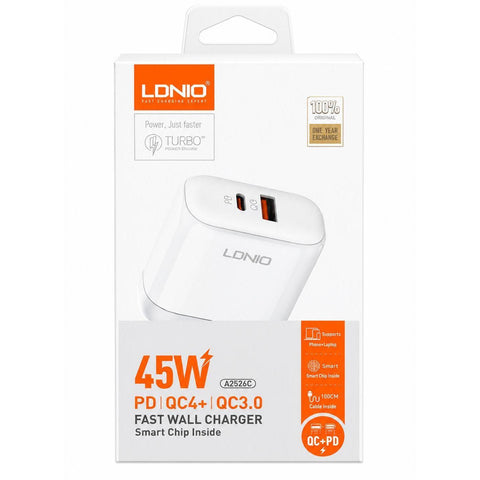 Wholesale-LDNIO A2526C Wall Charger USBC 45W-Power Adapter & Charger Accessories-Electro Vision Inc