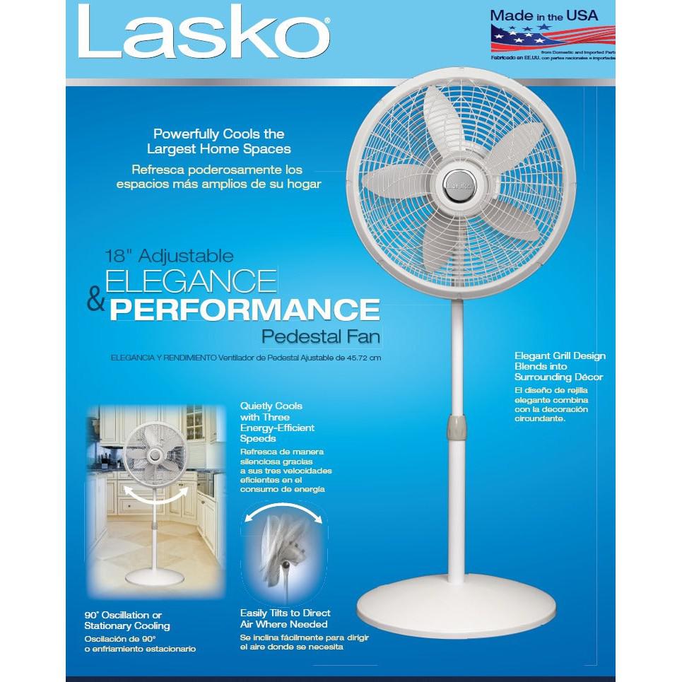 Wholesale-Lasko 1820 Pedestal Fan 18" Adjustable Cyclone White-Fans-Electro Vision Inc