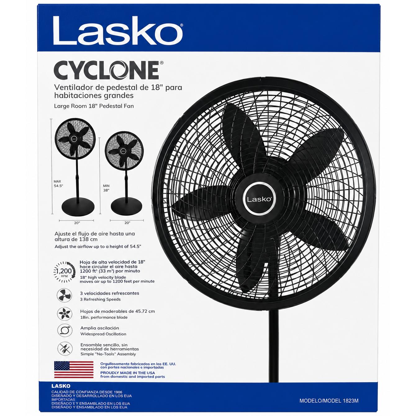 Wholesale-Lasko 1823M Cyclone Large Room Pedestal Fan 18"-Fans-Electro Vision Inc