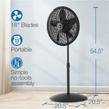 Wholesale-Lasko 1827 Adjustable Cyclone Pedestal Fan Black - 18"-Fans-Electro Vision Inc