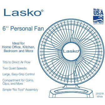 Wholesale-Lasko 2002 -Table Fan 6"-Electro Vision Inc