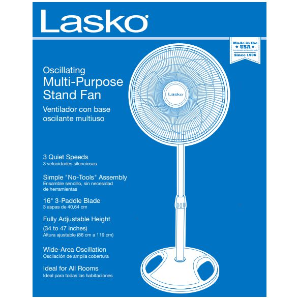 Wholesale-Lasko 2520 Pedestal Fan 16" White-Fans-Electro Vision Inc