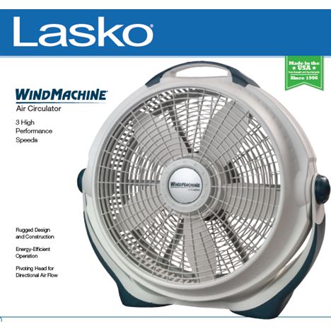 Wholesale-Lasko 3300 Wind Machine 3-Speed Fan 20" (Gray)-Fans-Electro Vision Inc