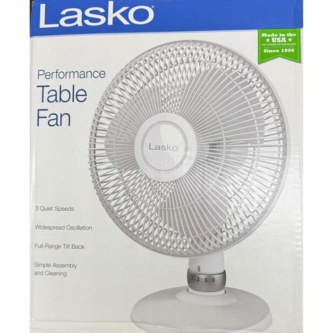 Wholesale-Lasko D12225 Table Fan 12 inch White-Fans-Electro Vision Inc