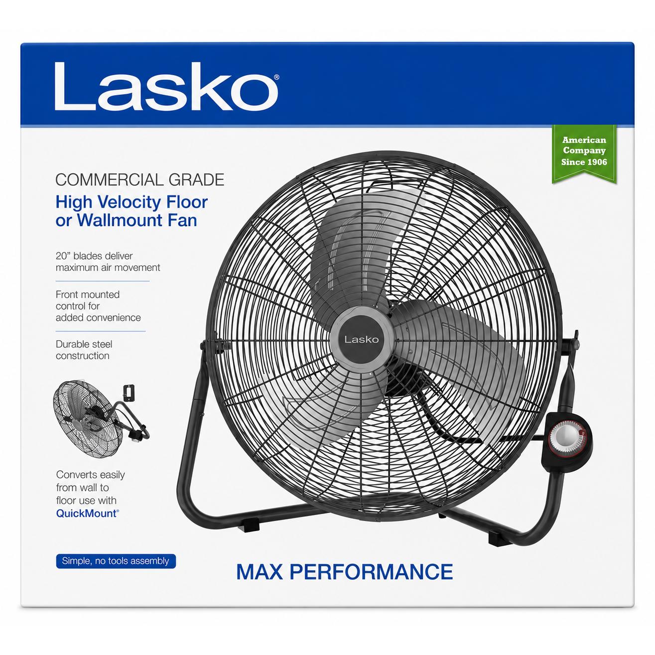 Wholesale-Lasko H20610 Max Performance High Velocity Floor or Wall-Mount Fan-Floor fan-Electro Vision Inc