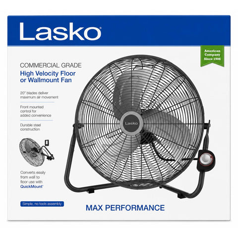 Wholesale-Lasko H20610 Max Performance High Velocity Floor or Wall-Mount Fan-Floor fan-Electro Vision Inc