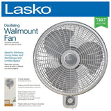 Wholesale-Lasko M16900 Oscillating Wall Mount Fan 16"-Fans-Electro Vision Inc
