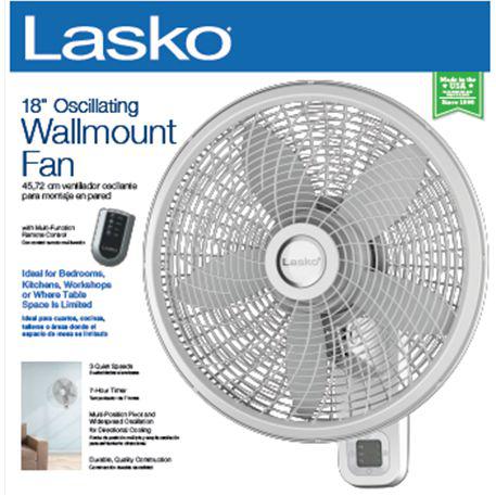 Wholesale-Lasko M18950 Wall Fan 18" With Remote-Fans-Electro Vision Inc