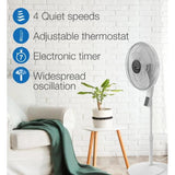 Wholesale-Lasko S16614 - 16" White Pedestal Fan w Remote - Brown Box-Fan-Electro Vision Inc