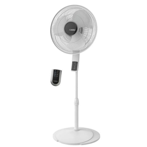 Wholesale-Lasko S16614 - 16" White Pedestal Fan w Remote - Brown Box-Fan-Electro Vision Inc
