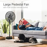 Wholesale-Lasko S20620 Pedestal Fan 20" with Remote, Black Metal Grill-Fans-Electro Vision Inc