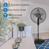 Wholesale-Lasko S20620 Pedestal Fan 20" with Remote, Black Metal Grill-Fans-Electro Vision Inc