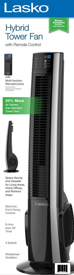 Wholesale-Lasko T38415 Tower Fan/Remote 38"-Fan-Electro Vision Inc