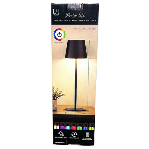 Wholesale-Life Home HPL1006BK Portable Rechargeable Desk Lamp 14 inch LED RGB & White Light-Desk Lamp-Electro Vision Inc