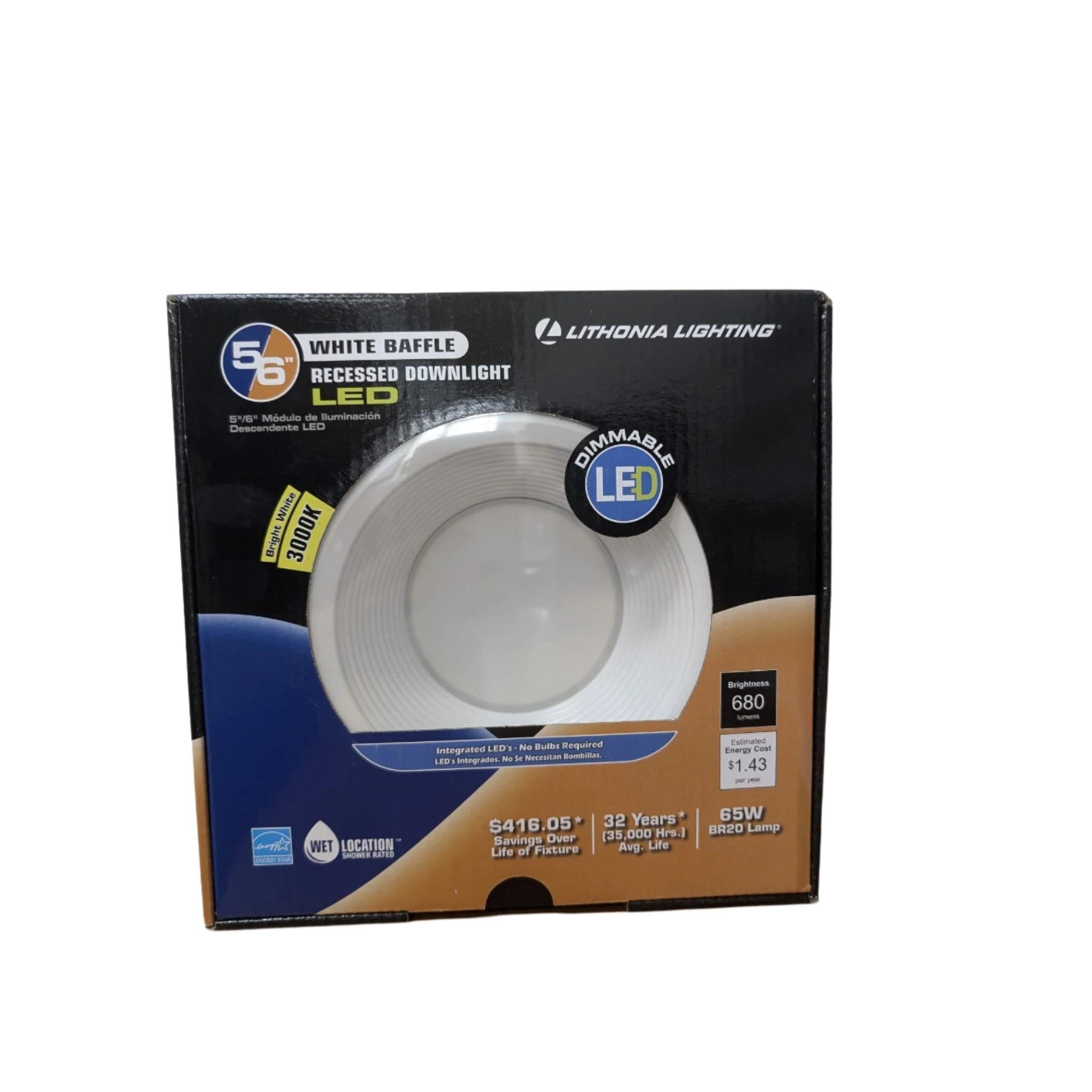 Wholesale-Lithonia Lighting 65BEMW 5 / 6 Inch 14.5 Watt High Lumen LED Downlight Switchable-Electro Vision Inc