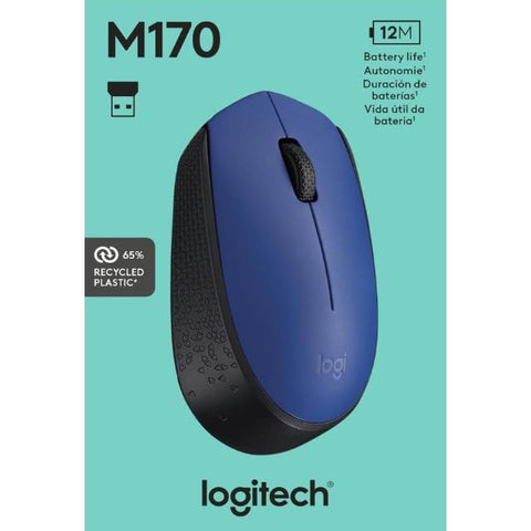 Wholesale-Logitech M170-Blue Mouse Wireless 2.4GHz 3 Buttons - Blue-Electro Vision Inc