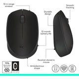 Wholesale-Logitech Wireless Mouse M170 - 2.4GHz - 3 Buttons - Black-Electro Vision Inc