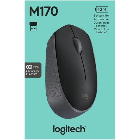 Wholesale-Logitech Wireless Mouse M170 - 2.4GHz - 3 Buttons - Black-Electro Vision Inc