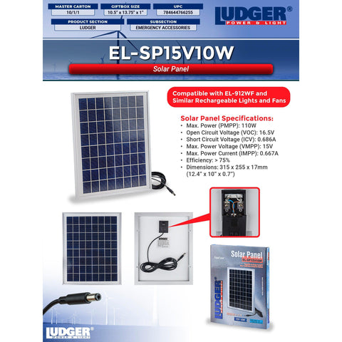 Wholesale-Ludger SP15V10W Solar Panel-Solar Panel-Electro Vision Inc