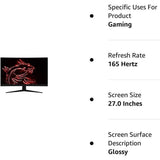 Wholesale-MSI Optix G27C5 27" FHD Curved Gaming Monitor, 165Hz, Wide View, True Colors, Black, 27"-Monitor-Electro Vision Inc