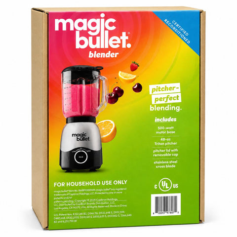 Wholesale-Magic Bullet RMBF10100WM-R/B Full Size Blender 500 watt - CERTIFIED REFURBISHED-Food Mixers & Blenders-Electro Vision Inc