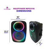 Wholesale-Maxpower MPD1238 Max Power 15" Bluetooth Speaker-Electro Vision Inc