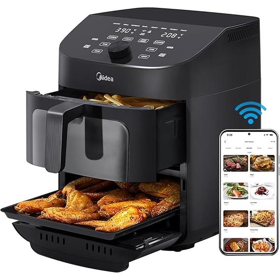 Wholesale-Midea MAD113MCAF-R/B Dual Basket Air Fryer Oven 11 Quart - CERTIFIED REFURBISHED-Air Fryer-Electro Vision Inc
