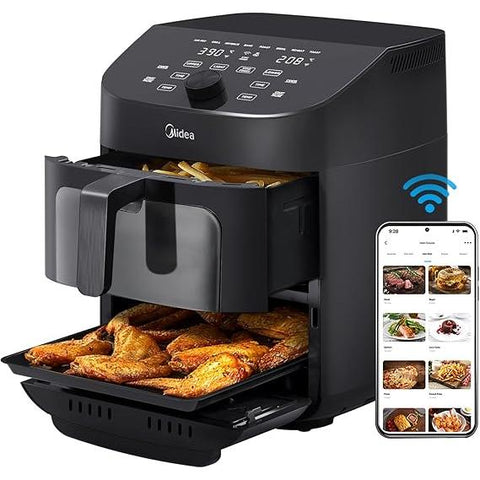 Wholesale-Midea MAD113MCAF-R/B Dual Basket Air Fryer Oven 11 Quart - CERTIFIED REFURBISHED-Air Fryer-Electro Vision Inc