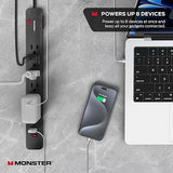 Wholesale-Monster 2MNAC0948B0L2 Surge Protector 6 Outlets 2 USB Ports 6" - Black-Power Outlet-Electro Vision Inc