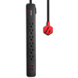 Wholesale-Monster 2MNAC0948B0L2 Surge Protector 6 Outlets 2 USB Ports 6" - Black-Power Outlet-Electro Vision Inc
