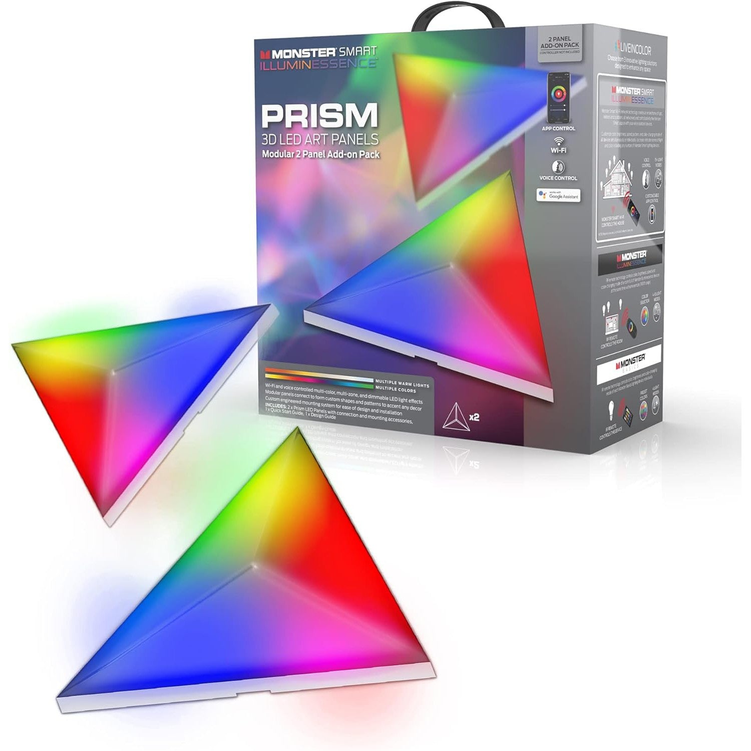 Wholesale-Monster MLB71038RGB Smart Modular 3D LED Art Panel 2 Pack-LED Light-Electro Vision Inc