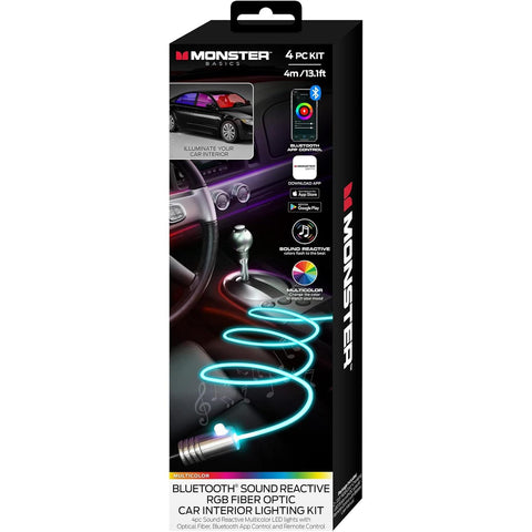 Wholesale-Monster MLB72016RGB Bluetooth Sound Reactive RGB Fiber Optic Car Interior Lighting Kit-Lighting-Electro Vision Inc