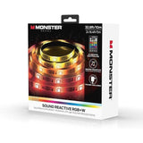 Wholesale-Monster MLB72049RGB - Sound Reactive RGB+W LED Light Strip w/ IR Remote, 12V Power Adapter, 32.8ft/10m-LED Light-Electro Vision Inc
