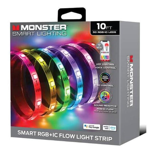 Wholesale-Monster MLW71010ICM Smart Lighting Sound Reactive Flow Multi-Color LED 10ft Light Strip-Light Strip-Electro Vision Inc