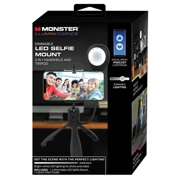 Wholesale-Monster MSV71001MWT - Dimmable 2 in1 Handheld & Tripod-Tripod-Electro Vision Inc