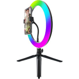Wholesale-Monster MSV71010RGB - Multi-color 10" LED Ring Light Smartphone Mount, 6ft USB Cable-Ring Light-Electro Vision Inc