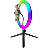 Wholesale-Monster MSV71010RGB - Multi-color 10" LED Ring Light Smartphone Mount, 6ft USB Cable-Ring Light-Mon-MSV71010RGB-Electro Vision Inc