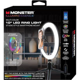Wholesale-Monster MSV71010RGB - Multi-color 10" LED Ring Light Smartphone Mount, 6ft USB Cable-Ring Light-Electro Vision Inc