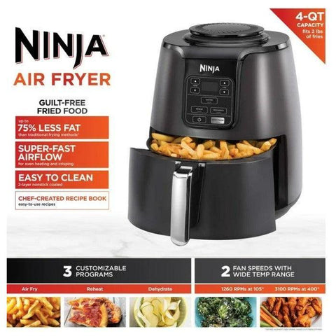 Wholesale-Ninja AF100 Air Fryer 1550 Watts 4 Qt - Black-Air Fryer-Electro Vision Inc