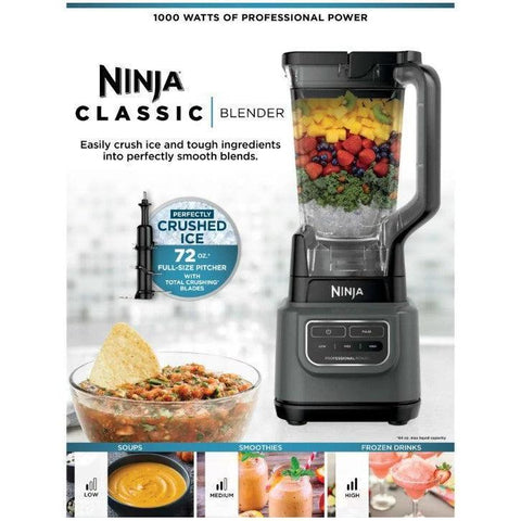 Wholesale-Ninja BE200 Classic Blender 1000W 72oz 3-Speed - Dark Gray-Blender-Electro Vision Inc