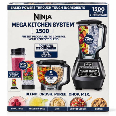 Wholesale-Ninja BL770 Mega Kitchen System Blender 1500W 72 oz Pitcher 8 Cup - Black-Blender-Electro Vision Inc