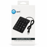 Wholesale-ONN ONA19HO044 USB Numeric Keypad 18-Key 4.43ft Cable-Numeric Keypad-Electro Vision Inc