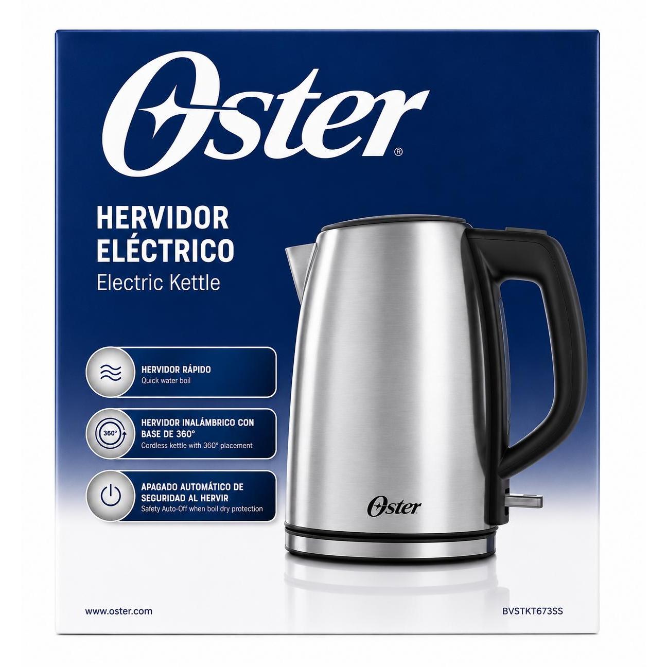 Wholesale-Oster BVSTKT673SS Kettle 1.7L Stainless Steel-Kettle-Electro Vision Inc