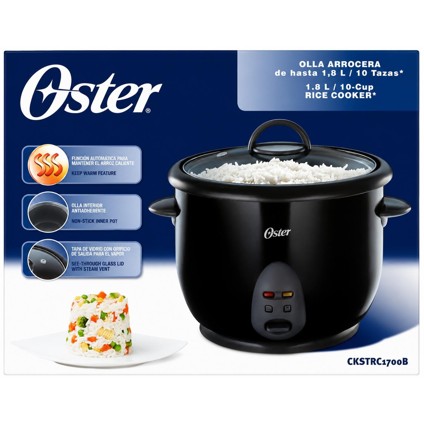Wholesale-Oster CKSTRC1700B Rice Cooker 10 Cups - Black-Rice cooker-Electro Vision Inc